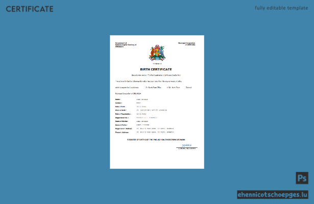 Grenada Geburtsurkunde (Word- und PDF-Beispiel)
